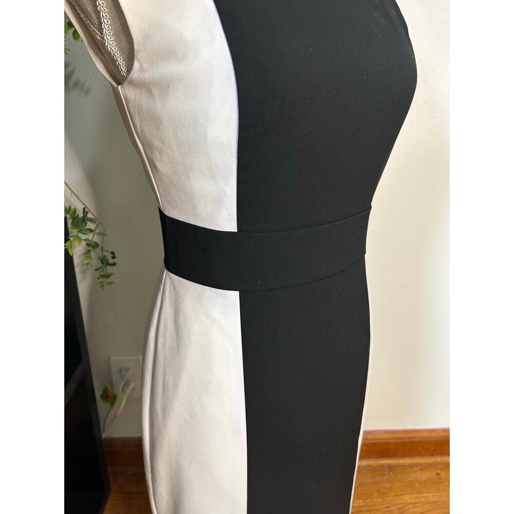 Calvin Klein 2 Black White Colorblock Sleeveless Sheath Dress Career NWT - Picture 3 of 11